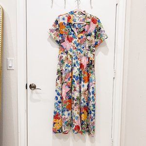 Style Your Senses Pink Floral Dress - Entro Brand Colorful Floral Dress - L -